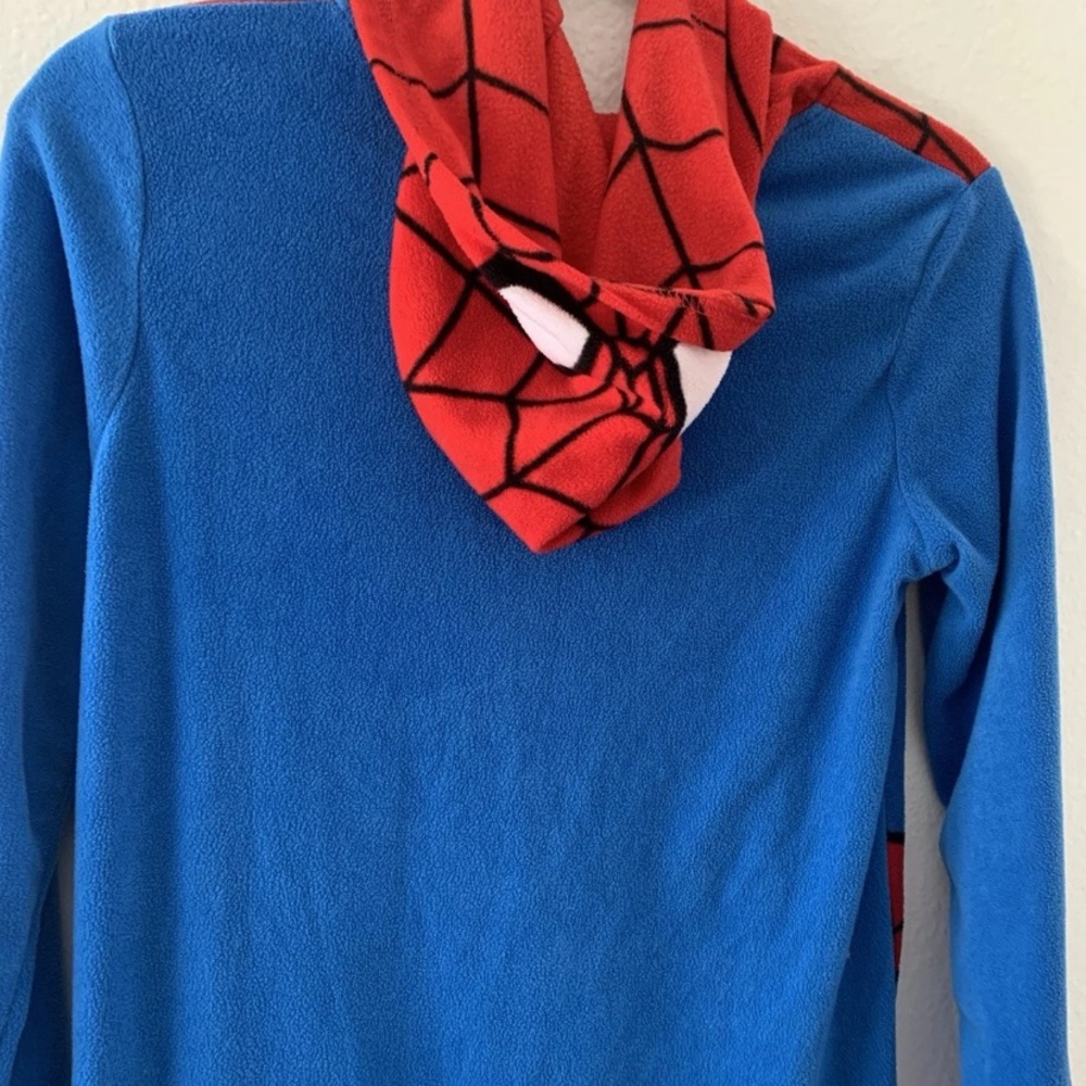 Marvel Spider-Man Superhero Kids Hooded Union Suit Fleece Costume Pajamas 10/12 - Picture 12 of 16
